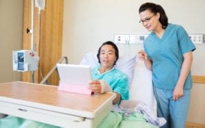 Inpatient using bedside patient care and patient experience technology tablet solution